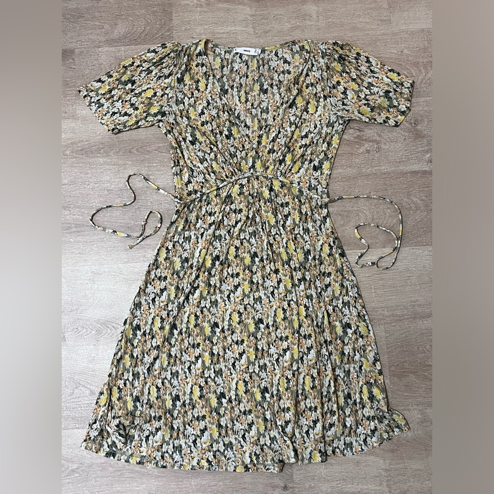Mango Cream Smocked Midi Sundress